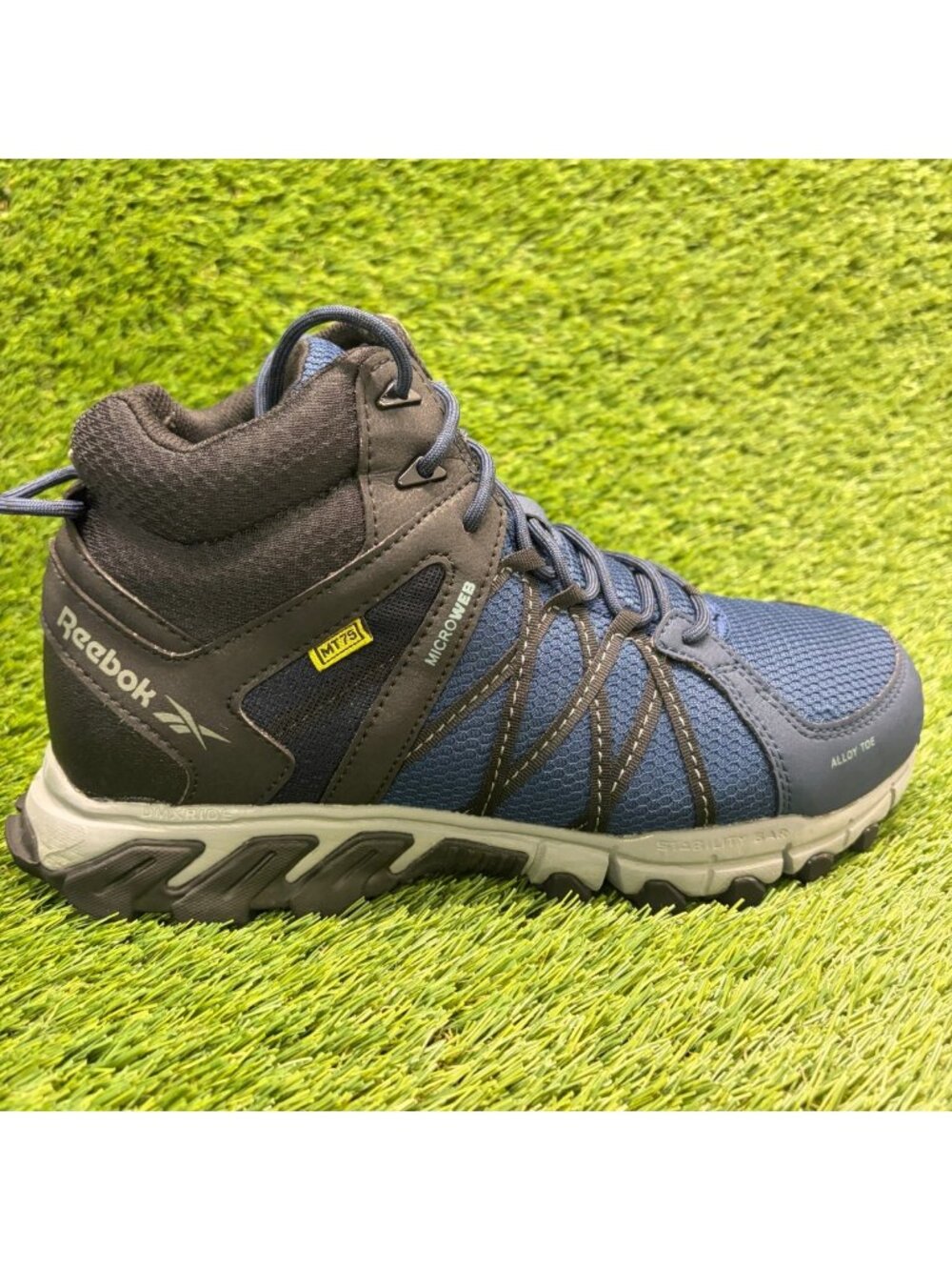 Reebok Trailgrip EH Mens Size 9 Blue Black Alloy Toe Safety Hiker Work Boots